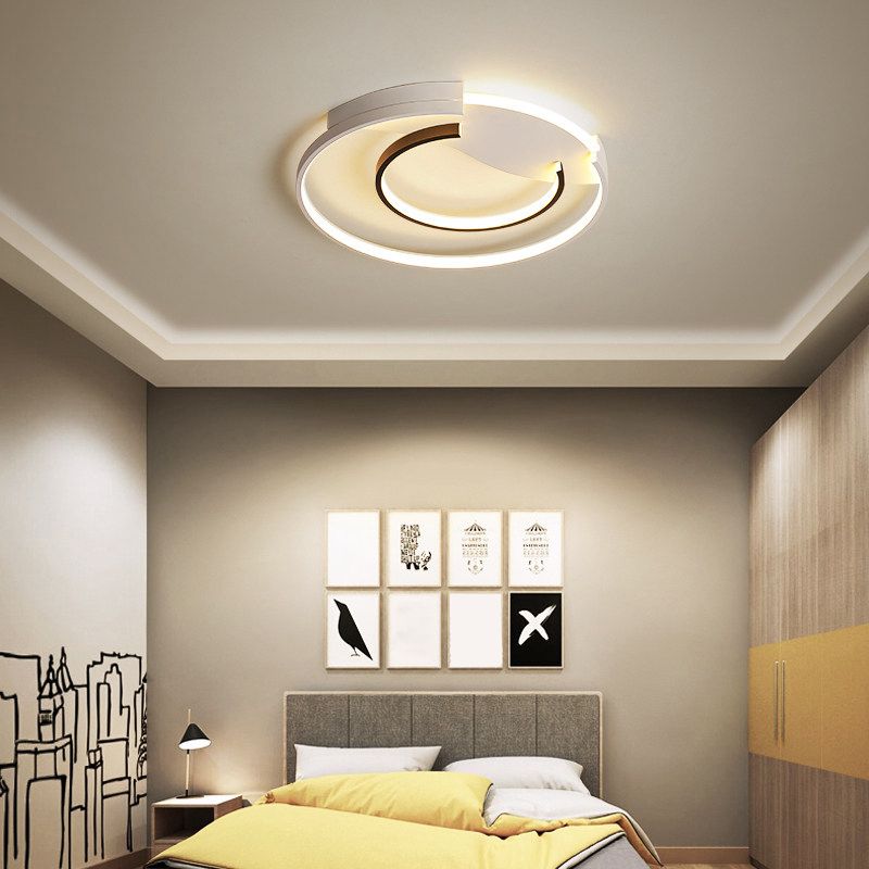 Simple Style Ring Flush Ceiling Light Acrylic Bedroom LED Flush Mount Lighting in Black and White