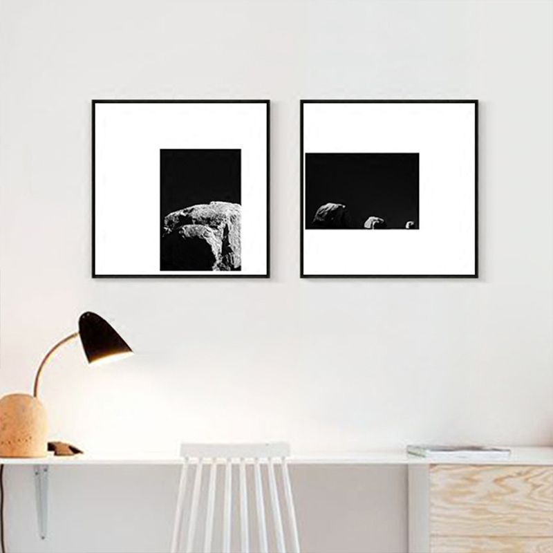 Minimalism Photograph Rocks Wall Art Decor Sitting Room Canvas Print in Dark Color