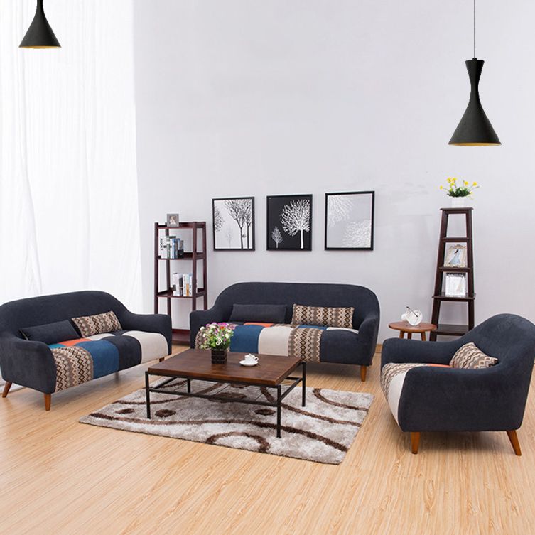 31.88" High Sloped Arm Sofa Modern Style Pillow Back Fabric Sofa