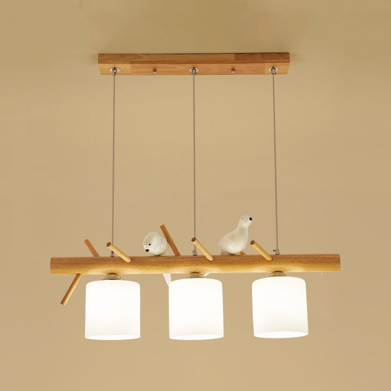 Simple Island Lamp Wooden Multi Head Pendant Lighting Fixtures for Dining Room