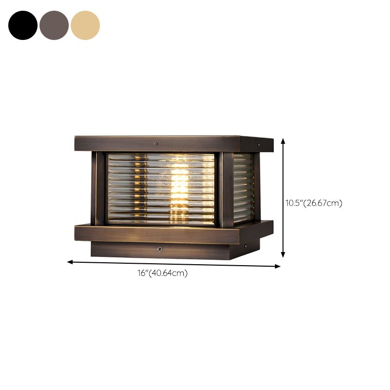Rectangle Shape Metal Waterproof Pillar Lamp Modern Style 1 Light Outdoor Light