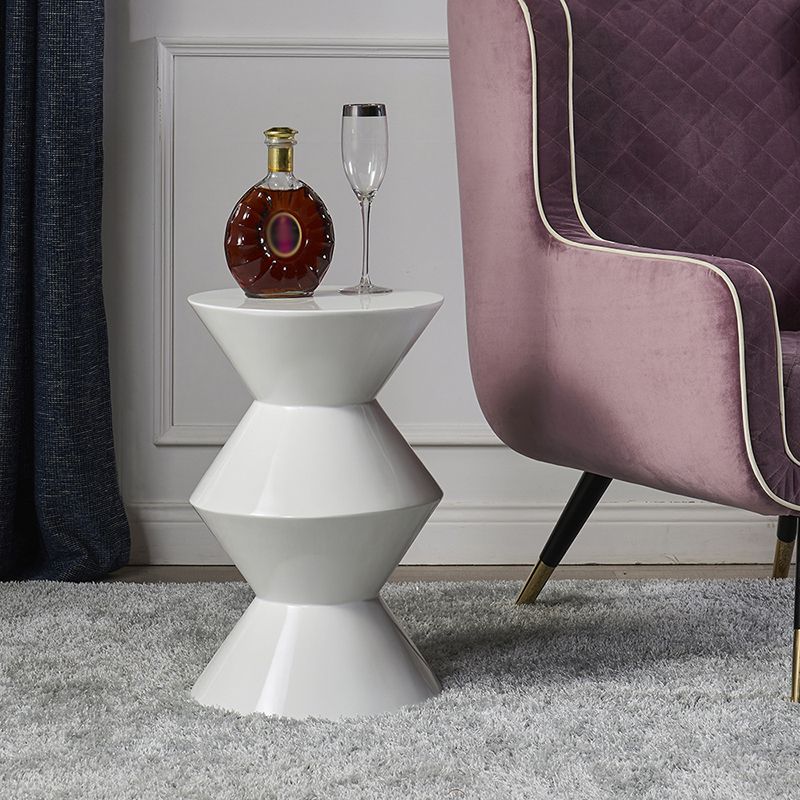 Round Solid FRP Top Side Table 17.7"/20.8"Tall Pedestal End Table