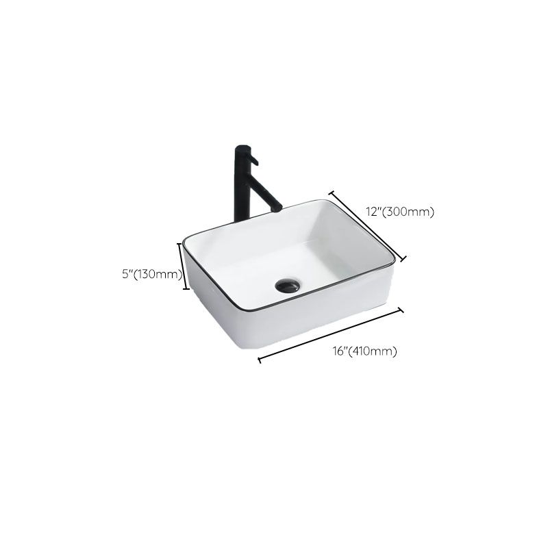 Bathroom Sink Ceramic Black Edging Anti-spill Rectangular Rod Single Handle Faucet Sink