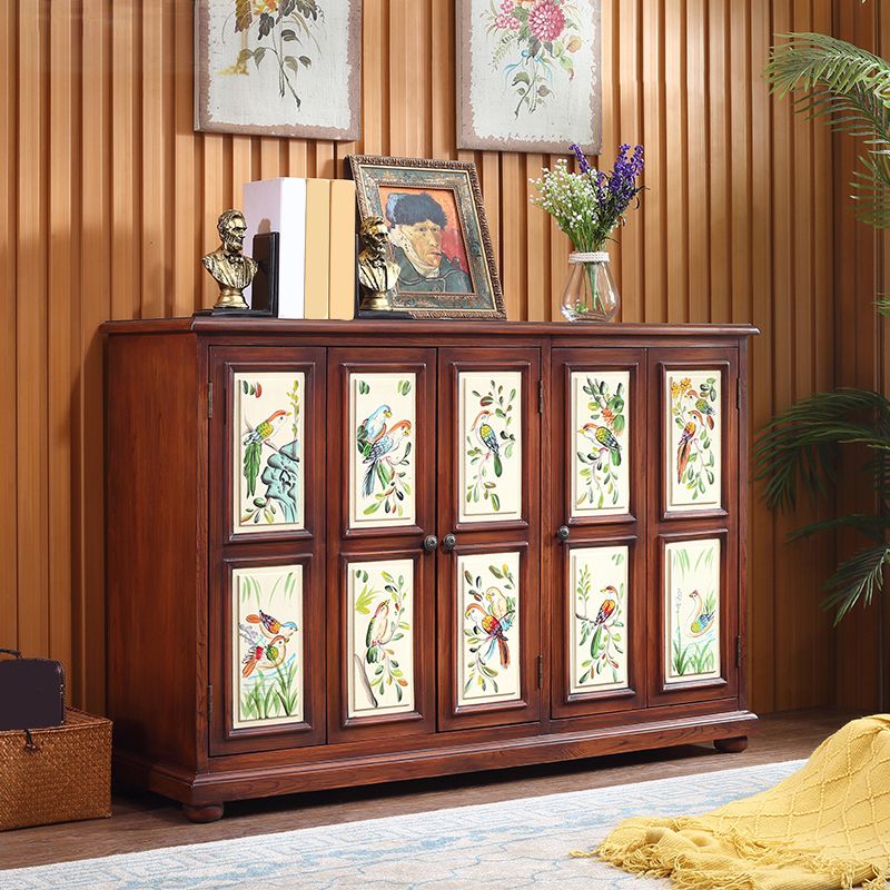 Industrial Rectangle Accent Cabinet Wood Knobs Cabinet with Doors