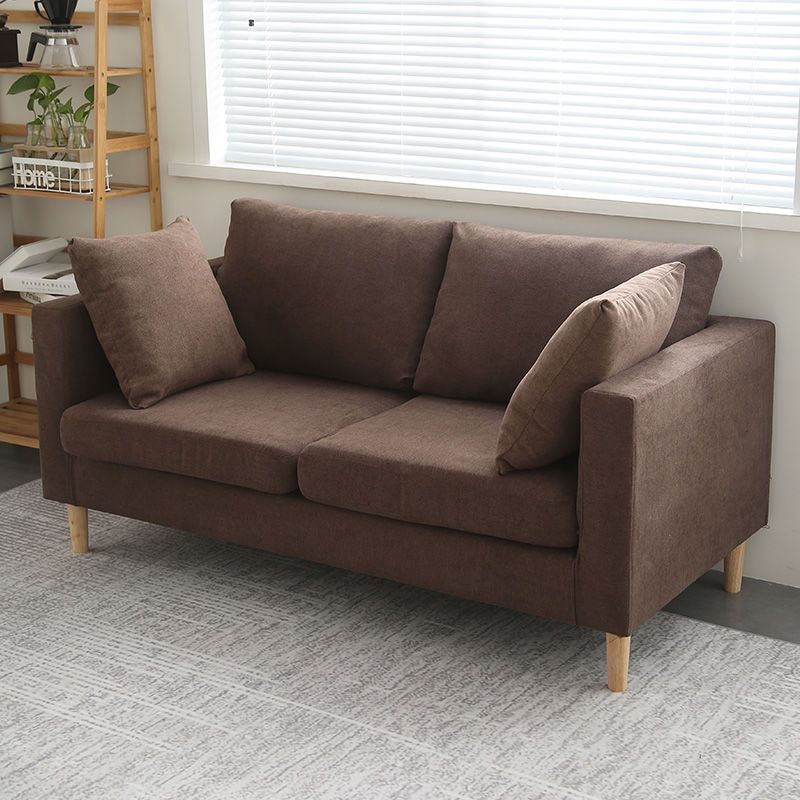 Polish Finish Sofa Square Arm Sofa Loose Back Loveseat For Apartment and Room