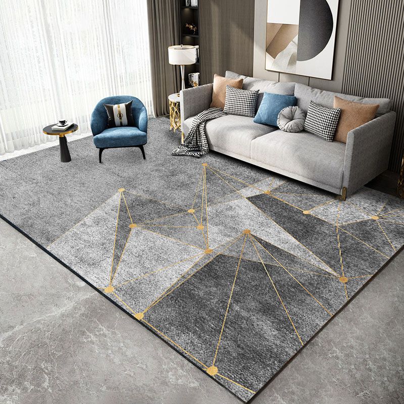 Élégant espace moderne Modèle géométrique Modèle Gray Rapier en polyester non glissant pour le salon