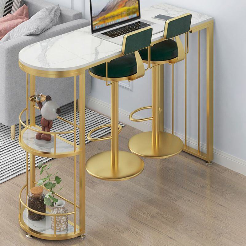 Modern Stone Top Bar Table Set 1/2/3 Pcs Free Form Bar Table and Adjustable Height Stools