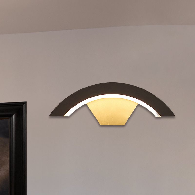 Contemporary Arc Wall Sconce Lighting Acrylic Integrated LED Bedroom Wall Lamp in Black, Warm/White Lighting