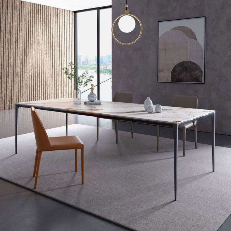 Eettafel met stenen blad Eigentijdse eettafel met 4 poten in zwart