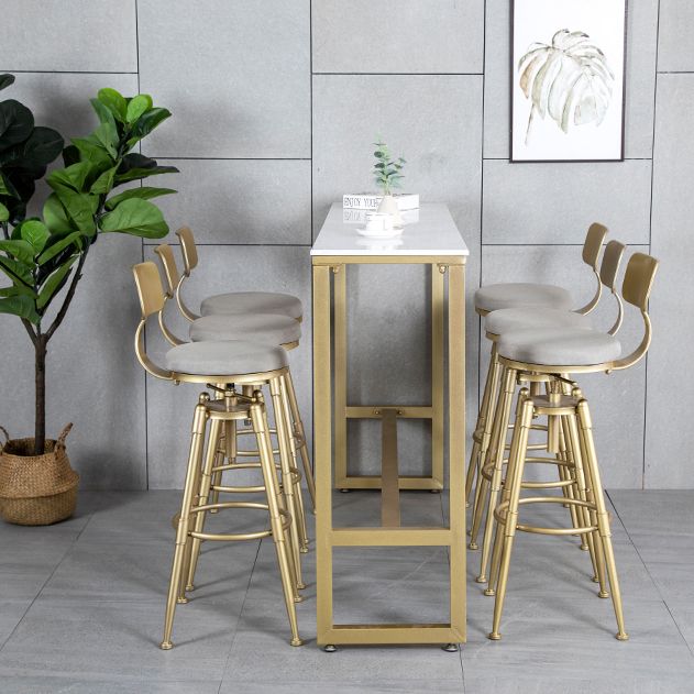 Living Room Glam Style Barstool Gold 4 Legs Bar Stool with Pedal