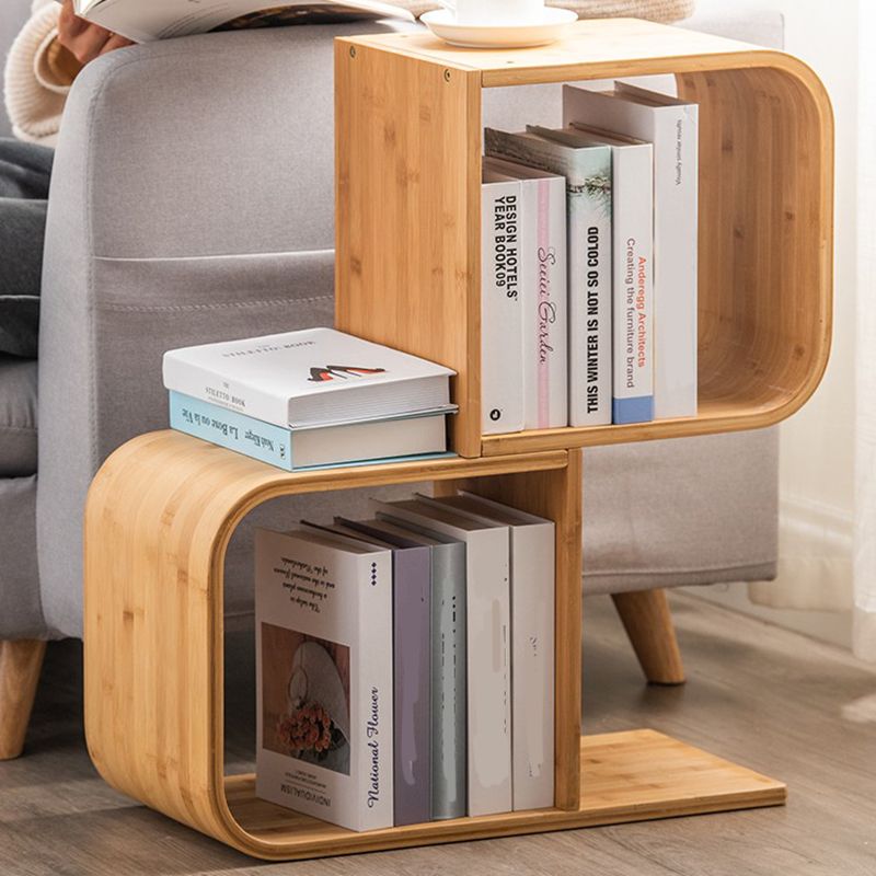 Vertical Contemporary Bamboo Bookcase Open Back Bookshelf for Home