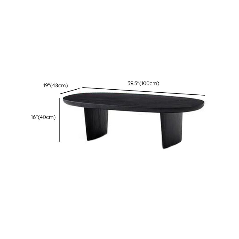 Scandinavian Oval Wood Coffee Table 15.75"H 2 Legs Cocktail Table