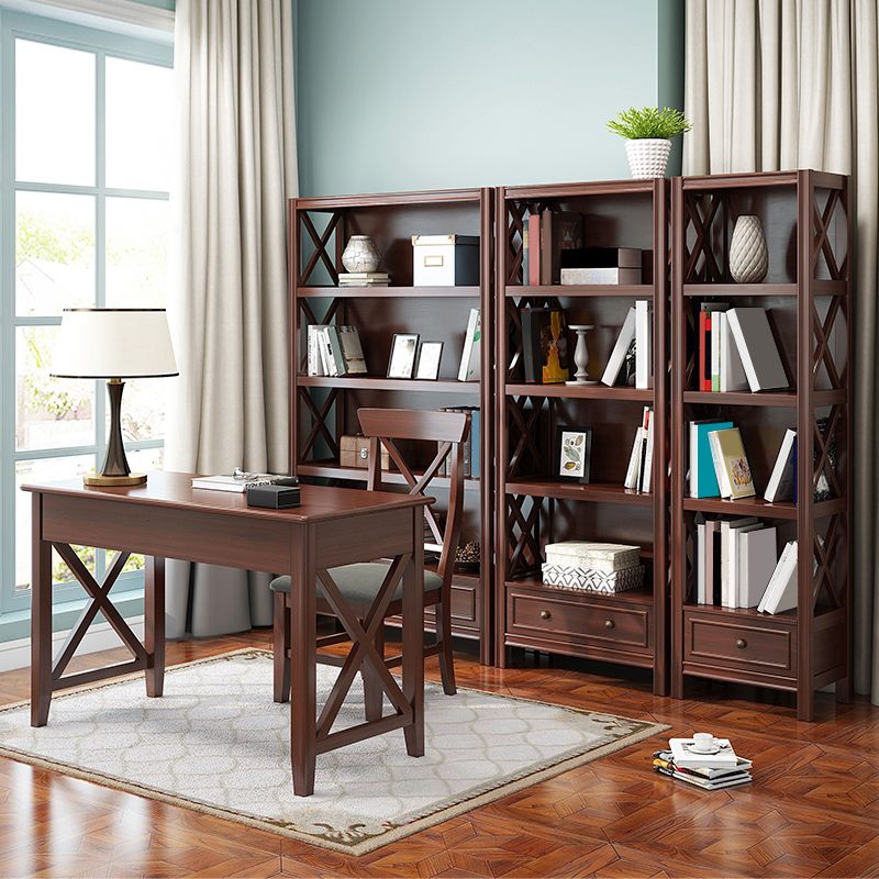 Wood Standard Bookcase Contemporary Closed Back Bookshelf with Shelves