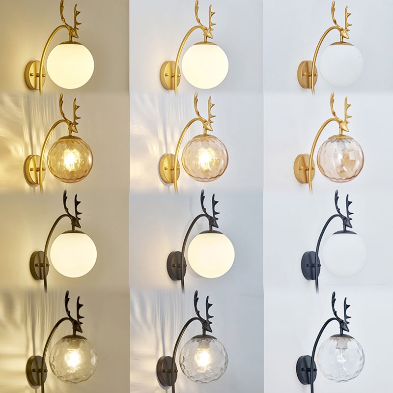 Luces creativas de luz de pared de estilo moderno con sombra de vidrio para dormitorio de hotel