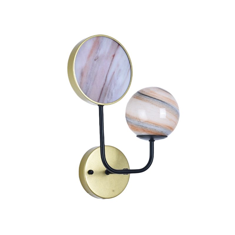 Black and Gold Round Wall Lighting Nordic Style 1 Light Moon Glass LED Wall Mount Lamp