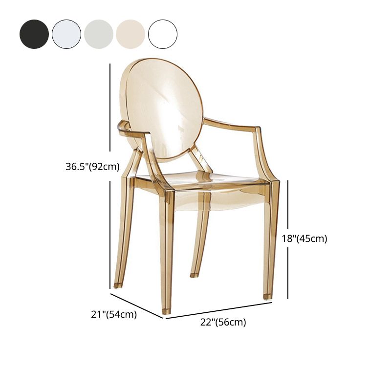 Scandinavian Style Open Back Dining Side Chair Arm Plastic Side Chairs
