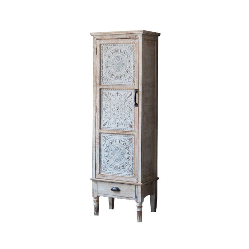 Industrial Accent Cabinet with Legs and Wooden Shelf Distressed Wood Cabinet