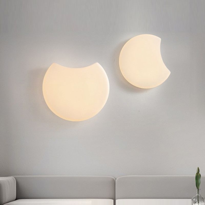 Modern Metal Wall Sconce Moon Shape Wall Light with Plastic Shade for Bedroom