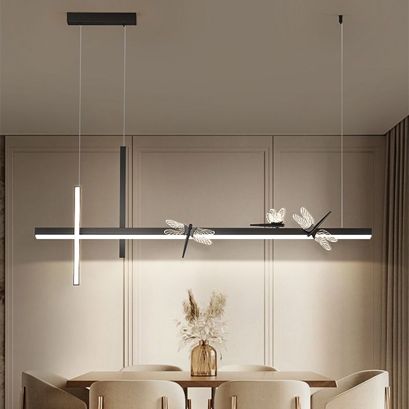 Luces de isla colgantes de libélula ultra contemporánea accesorios de iluminación de araña acrílica para restaurante