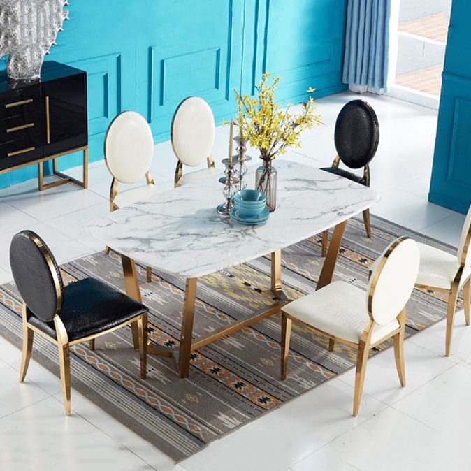 Glam 1/4/5/6/7 Pieces Dining Set Marble Dining Table Set for Dining Areas