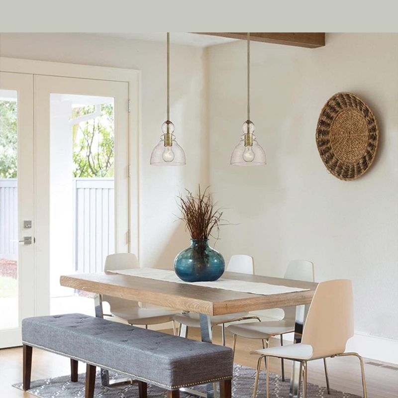 Seeded Glass Retro Industrial Style Hanging Light 7" Wide Single Bulb Metal Lighting Pendant for Bedroom