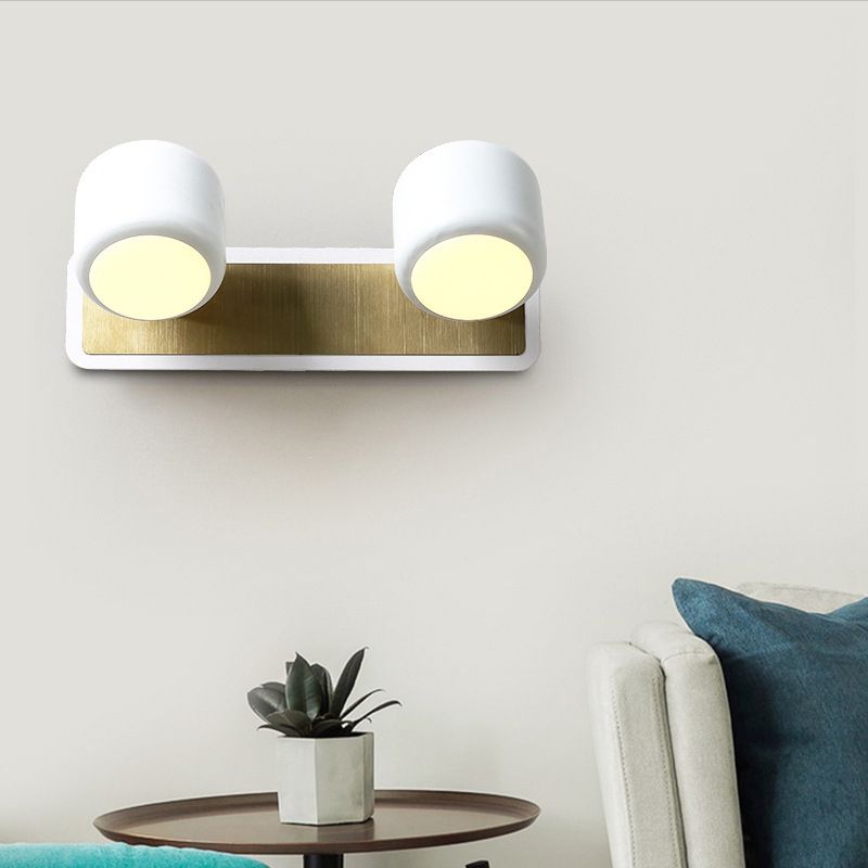 Nordic Style Drum Vanity Lamp Metal Bathroom Rotatable LED Wall Light Fixture