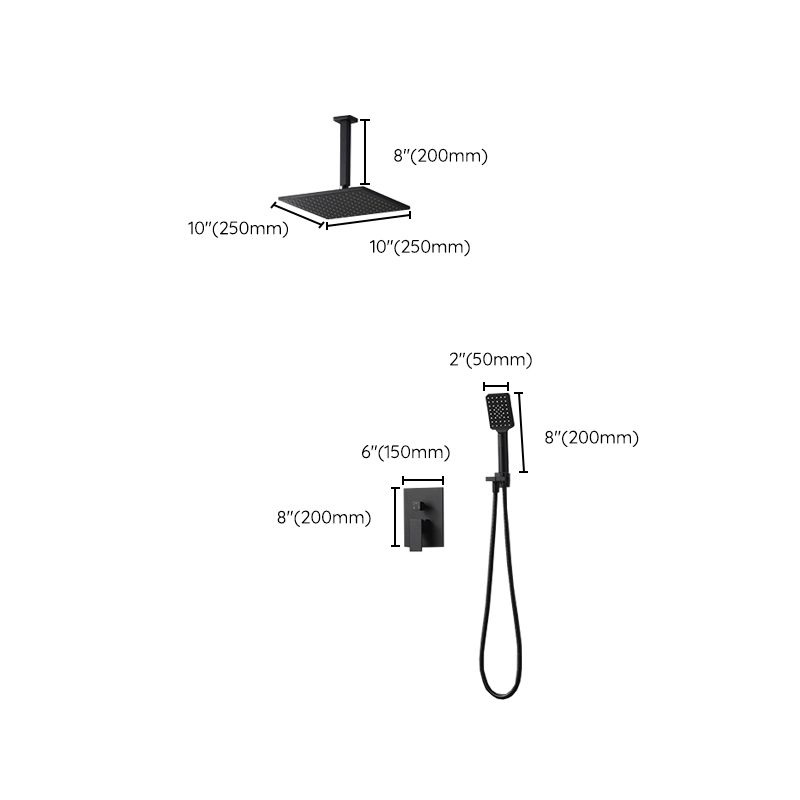 Square Black Spot Resist Shower Faucet Shower Arm Shower with Handheld Shower Head
