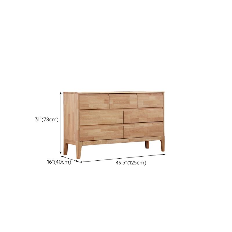 Contemporary Natural Accent Chest Rubberwood Chest with Drawers