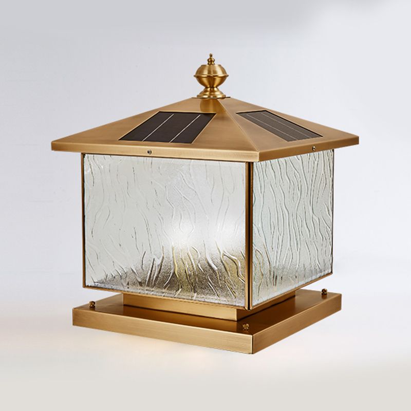 Square Shape Pillar Lamp Modern Brass Outdoor Waterproof Light