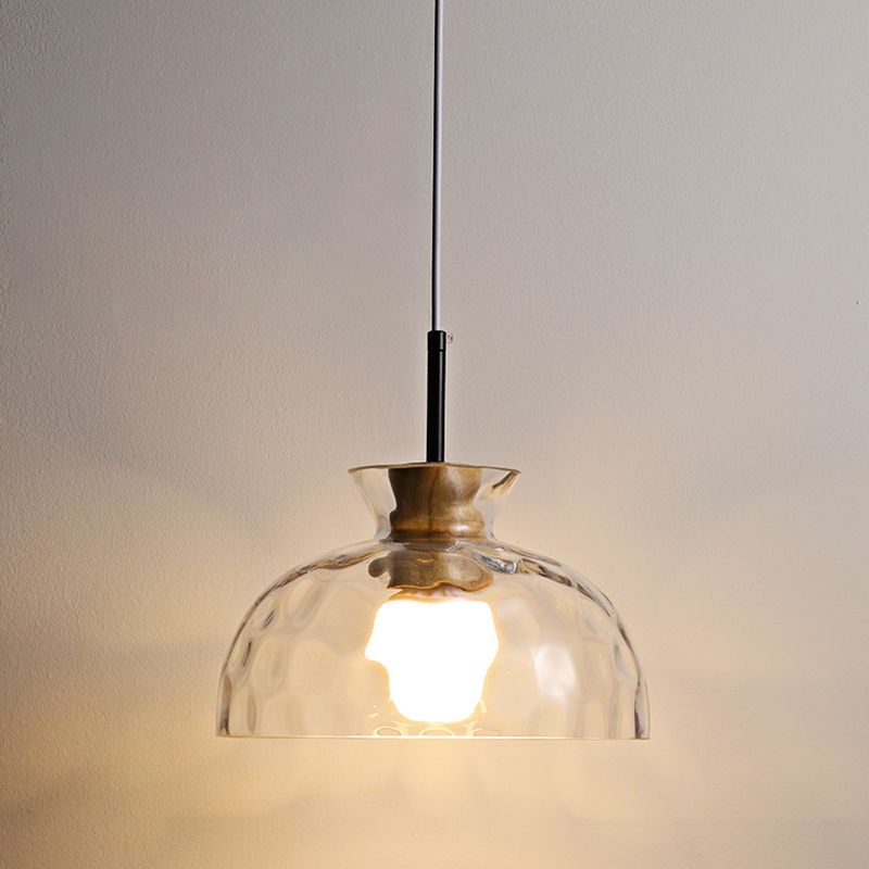 Lampe de suspension noire en verre d'ondulation dans un style artistique moderne en fer forgé