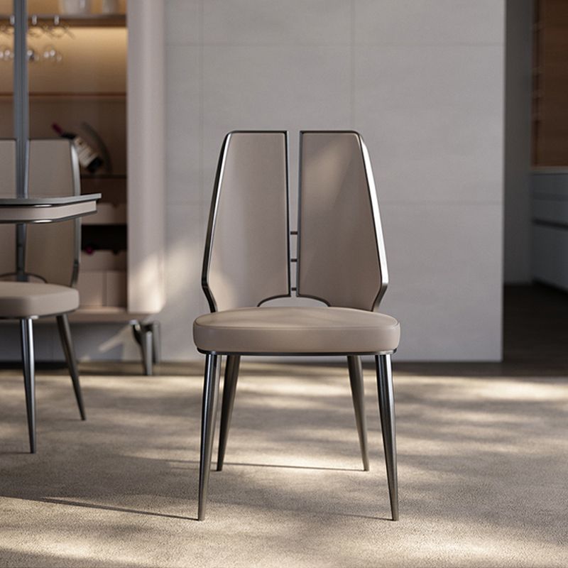 Glam Style Side Chair Leather Metal Base Dining Chair for Dining Room