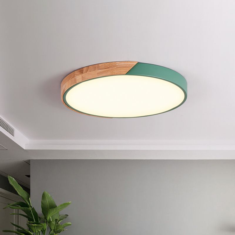 Rond plafondlamp, modern metaal, roze/geel/groen, LED-inbouwlamp, 16"/19,5" breed