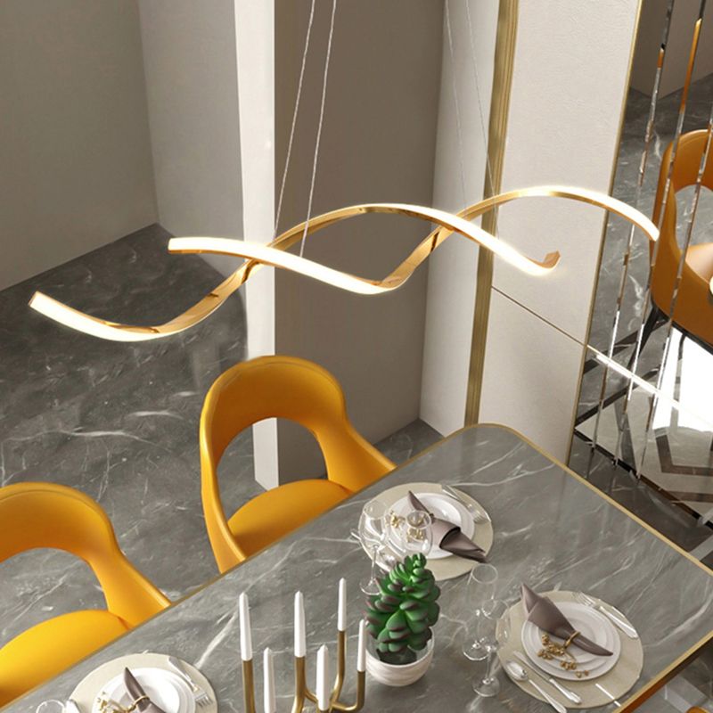 Strip Shape Island Lamp Modern LED Island Hanging Light with Silica Gel Shade for Bedroom