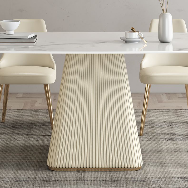 Nordic 1/2/5/7 Pieces Dining Set Sintered Stone White Table with Leather Chairs Dining Set