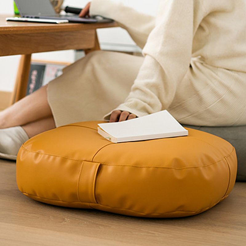 Modern Pouf Ottoman Faux Leather Upholstered Solid Color Square Ottoman