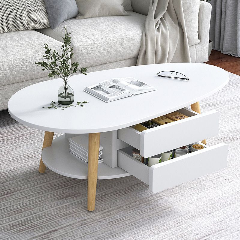 Modern  Coffee Table Wooden 3 Legs Cocktail Table with Drawer