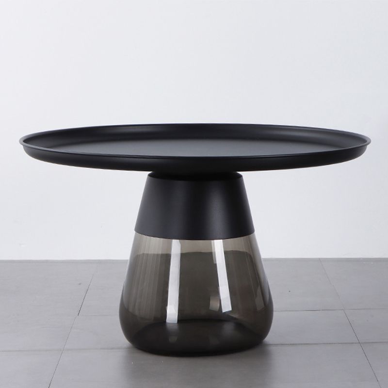 Mid-Century Modern Coffee Table Metal Tray Top Round Single Coffee Table