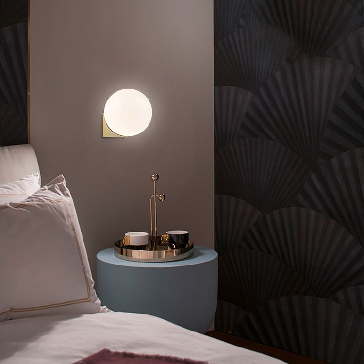 Glass Spherical Wall Lighting Fixture Simplicity Style Sconce Light Fixture in White