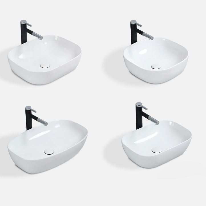 Traditional Vessel Bathroom Sink Porcelain with Faucet Basin Sink