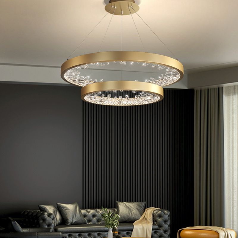 Aluminum Circle Chandelier Lamp Simple Bedroom Chandelier Light