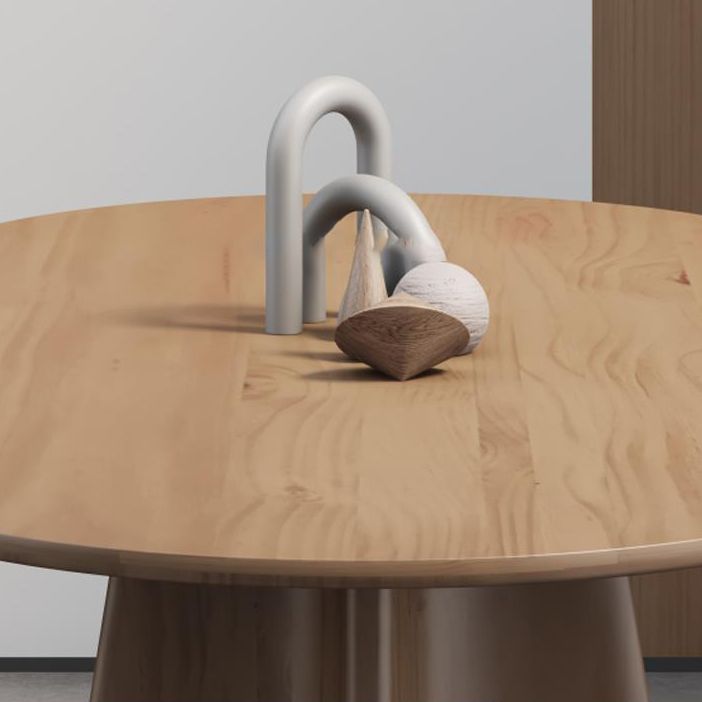 Oval Solid Wood Dining Table Modern Furniture with Double Pedestal in Matte Finish Indoors