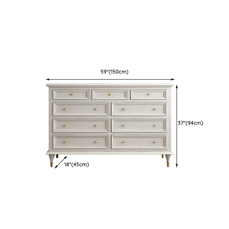 Glam White Closed Back Storage Chest with Soft-Close Drawers for Home