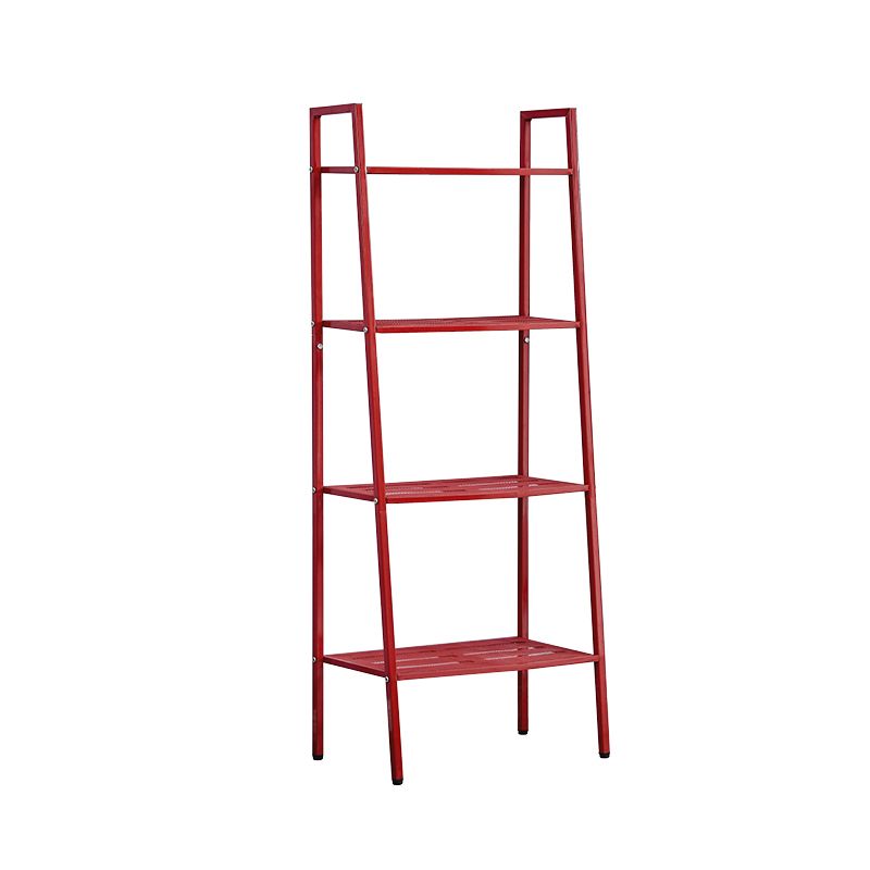 Ladder Metal Bookshelf Modern Bookcase with Rectangular Shelves