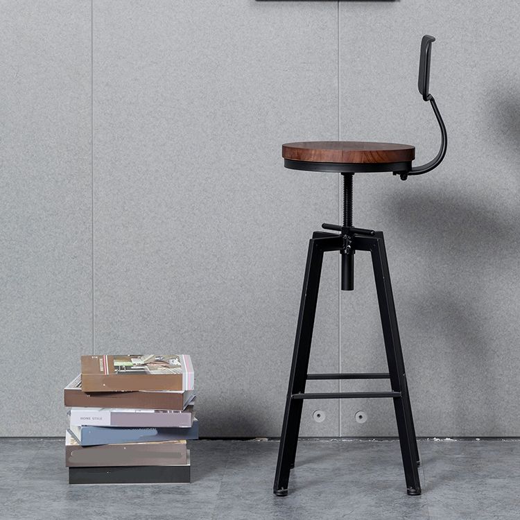 Metal Industrial Counter Stool Backrest Adjustable Bar Stool with Swivel