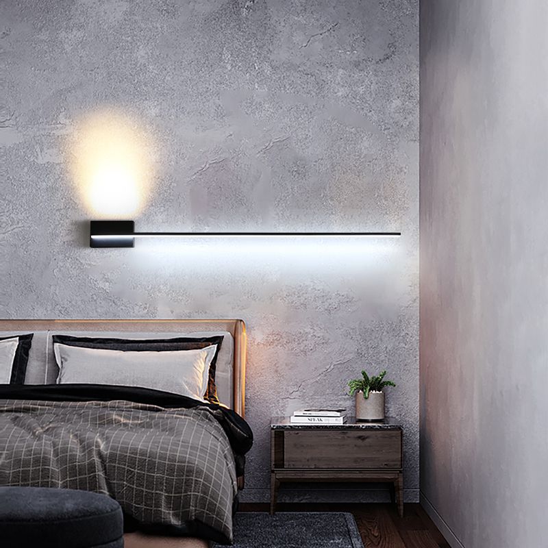 Linear Shape Metal Vanity Lamp Modern Style 2 Lights Vanity Light Fixture in Black