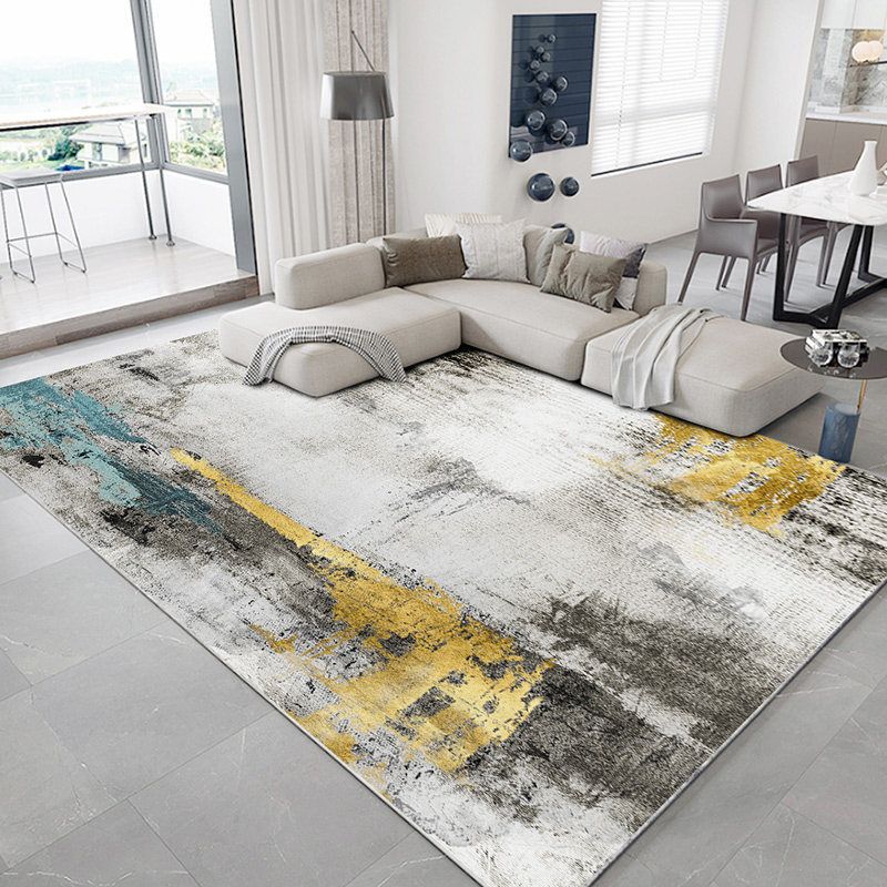 Grauer moderner Bereich Teppich Polyester Grafik Teppichwaschmaschine für Salze