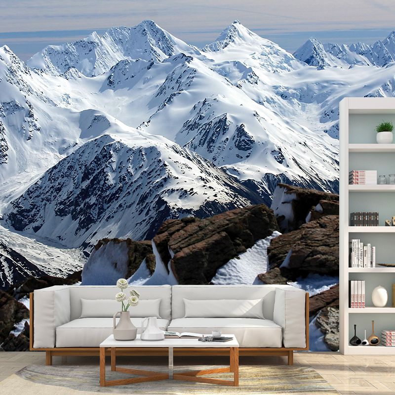 Snow Scene Style Mountain Wall Mural Wallpaper Photography Mildew Resistant Wall Covering