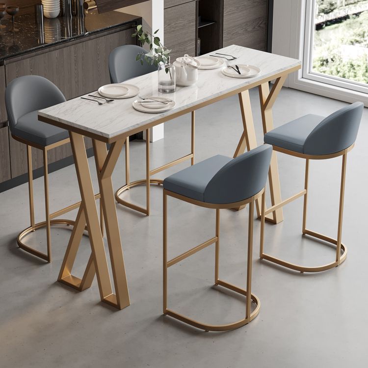 Luxury Rectangle Pub Table Set 1/2/3/5 Pieces Sintered Stone Counter Table with Stools