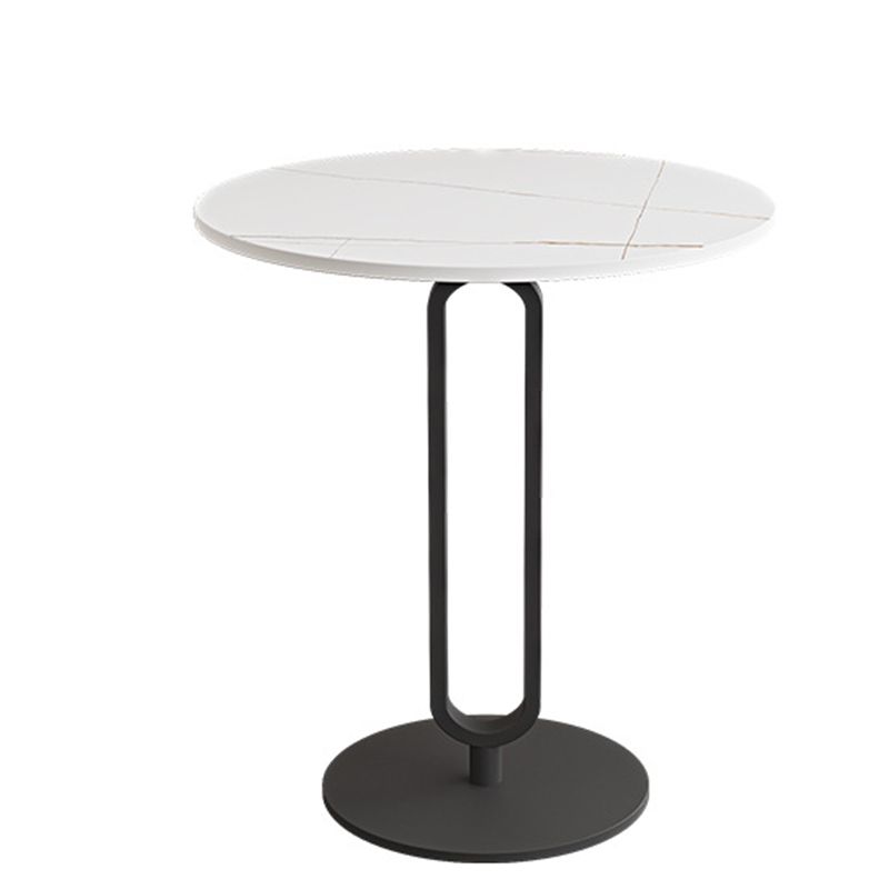 21.7 inch Tall Pedestal End Table Black/White Round Side End Table