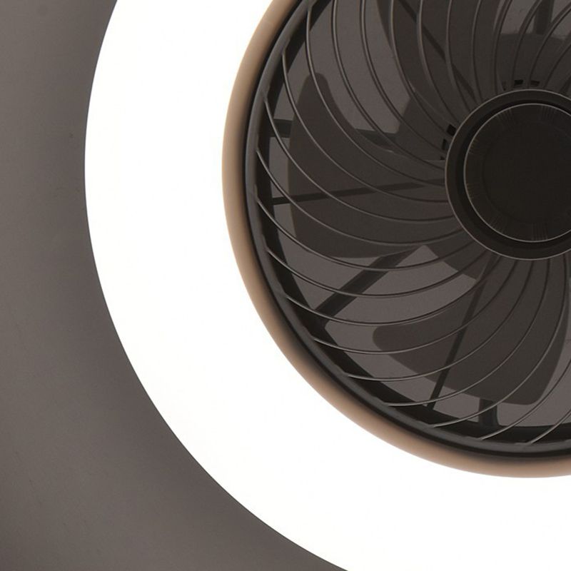 Modern Style Round Fan Light Fixture Acrylic Bedroom LED Semi Flush Ceiling Light